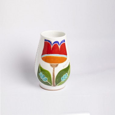 Round Vase Folk tulip Flowers VS558FK de simone pottery Round Vase Folk tulip Flowers VS558FK de simone pottery